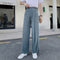 Img 7 - Drape Wide Leg Pants Women High Waist Floor Length Long Summer Straight Jeans Loose Slim Look Suits Casual