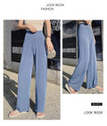 IMG 110 of Drape Wide Leg Pants Women High Waist Floor Length Long Summer Straight Jeans Loose Slim Look Suits Casual Pants