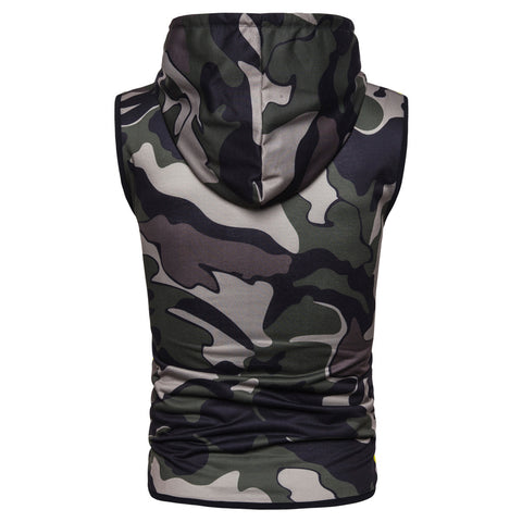 IMG 111 of Summer Trendy Camo Prints Printed Men Hooded Sleeveless Tank Top Vest MJ Tank Top