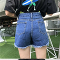 IMG 110 of High Waist Denim Pants Women Korean Teenage Girl Pants Popular Niche A-Line Culottes Shorts