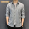 Summer Men Shirt Long Sleeved Casual Korean Slim Look Youth Solid Colored Cotton Men Shirt