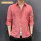 Img 10 - Summer Men Shirt Long Sleeved Casual Korean Slim Look Youth Solid Colored Cotton Men Shirt