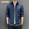 Img 8 - Summer Men Shirt Long Sleeved Casual Korean Slim Look Youth Solid Colored Cotton Men Shirt