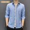 Img 7 - Summer Men Shirt Long Sleeved Casual Korean Slim Look Youth Solid Colored Cotton Men Shirt