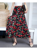 Img 23 - Lace Women Summer High Waist Slim Look Beach Chiffon Floral Skirt Beachwear