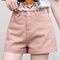 Img 3 - Pink Denim Shorts Women Summer High Waist A-Line Loose Wide Leg Trendy Beige Slim Look