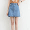 Img 8 - Korean Vintage High Waist Slim Look Hip Flattering A-Line Denim Short Korea BF College Solid Colored Skirt