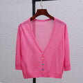 Img 12 - Summer Plus Size Women Ice Silk Matching Short Sunscreen Cardigan Sweater