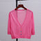 Img 12 - Summer Plus Size Women Ice Silk Matching Short Sunscreen Cardigan Sweater