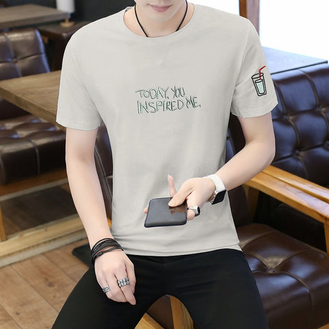 Img 6 - Casual T-Shirt Short Sleeve Tops TMen Student Round-Neck Summer Thin Teens Korean Slim Look T-Shirt