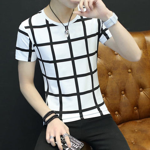 Casual T-Shirt Short Sleeve Tops TMen Student Round-Neck Summer Thin Teens Korean Slim Look T-Shirt