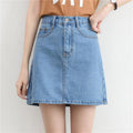 Img 3 - Korean Vintage High Waist Slim Look Hip Flattering A-Line Denim Short Korea BF College Solid Colored Skirt