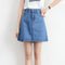 Img 10 - Korean Vintage High Waist Slim Look Hip Flattering A-Line Denim Short Korea BF College Solid Colored Skirt