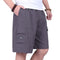 Summer Elderly Men Casual Pants Mid-Length Cargo Cotton Shorts Solid Colored Straight Beach Shorts