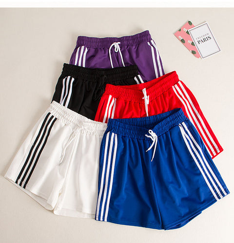 Img 8 - insSport Pants Women Summer Three Bars Wide Leg Shorts Harajuku bfStudent Loose Jogging Casual Hot