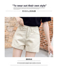 Img 8 - Pink Denim Shorts Women Summer High Waist A-Line Loose Wide Leg Trendy Beige Slim Look