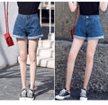 IMG 130 of Denim Shorts Women Summer Korean Loose Slim Look Outdoor Folded A-Line High Waist Wide Leg Hot Pants Shorts