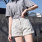 Img 2 - Denim Shorts Women Summer Korean Loose Slim Look Outdoor Folded A-Line High Waist Wide Leg Hot Pants