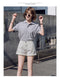 IMG 112 of Denim Shorts Women Summer Korean Loose Slim Look Outdoor Folded A-Line High Waist Wide Leg Hot Pants Shorts