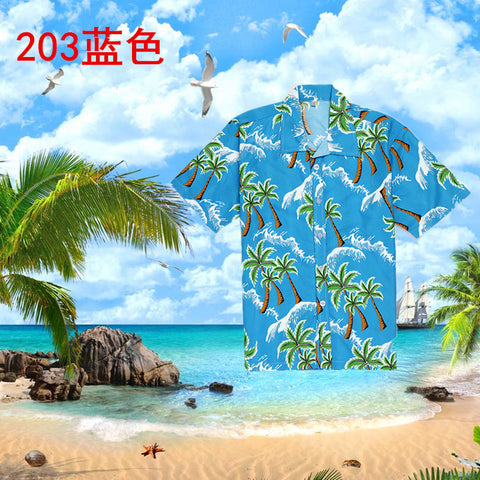 Img 4 - Beach Shirt Hawaii Mid-Length Seaside Holiday Travel Loose Plus Size Short Sleeve