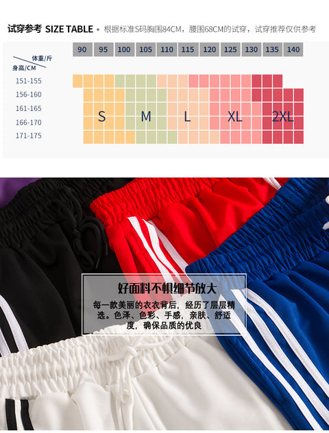 IMG 106 of insSport Pants Women Summer Three Bars Wide Leg Shorts Harajuku bfStudent Loose Jogging Casual Hot Activewear