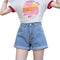 Img 5 - Denim Shorts Women Summer Korean Loose Slim Look Outdoor Folded A-Line High Waist Wide Leg Hot Pants