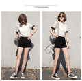 IMG 116 of Denim Shorts Women Summer Korean Loose Slim Look Outdoor Folded A-Line High Waist Wide Leg Hot Pants Shorts