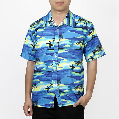 Beach Shirt Hawaii Mid-Length Seaside Holiday Travel Loose Plus Size Short Sleeve Outerwear