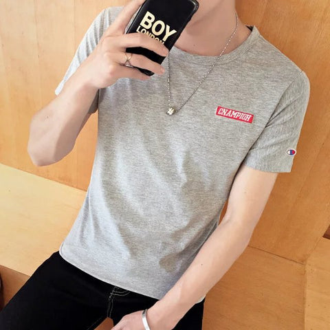 Img 11 - Casual T-Shirt Short Sleeve Tops TMen Student Round-Neck Summer Thin Teens Korean Slim Look T-Shirt