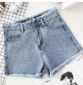 IMG 116 of Hot Pants Women Summer High Waist A-Line Korean Loose Student All-Matching Burr insDenim Shorts