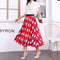 Img 20 - Skirt Women Europe Elastic Waist Pleated Printed Mid-Length Flare A-Line Skirt