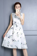 Img 5 - Summer Women Korean Printed Mid-Length Sleeveless Dress Flare Trendy A-Line Dress