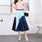 Skirt Women Europe Elastic Waist Pleated Printed Mid-Length Flare A-Line Skirt
