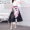 Img 15 - Skirt Women Europe Elastic Waist Pleated Printed Mid-Length Flare A-Line Skirt