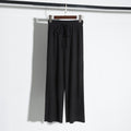 Img 3 - Ice Silk Drape Wide Leg Pants Women Summer Ankle-Length High Waist Elastic Loose Floor Length Long Straight Pants