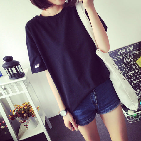 Img 2 - T-Shirt Women Summer Alphabets Loose Harajuku Half Sleeved Couple Short Sleeve Undershirt Student