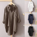 Img 2 - Women Casual Solid Colored Shirt Cotton Blend Pocket Long Sleeved Tops Cardigan