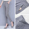 Img 2 - Cotton Blend Casual Elastic Waist Suit Pants Slim Look Women Plus Size Loose Harem High Fit Long