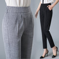 Img 1 - Cotton Blend Casual Elastic Waist Suit Pants Slim Look Women Plus Size Loose Harem High Fit Long