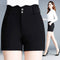 Img 1 - Stretchable Plus Size Shorts Women Summer Outdoor Korean Slim Look High Waist Black Straight Casual Wide Leg Pants