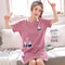 Summer Women Round-Neck Thin Pyjamas Knitted Cotton Short Sleeve One-Piece Mid Length Loungewear Sleepwear