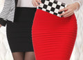 Img 1 - Korean Candy Colors Pleated High Waist Hip Flattering Thick Pencil Skirt