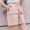 Img 4 - Summer Cargo Shorts Women Japanese Unisex Loose High Waist Slim Look Outdoor Cotton Casual Bermuda