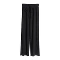 Img 5 - Ice Silk Drape Wide Leg Pants Women Summer Ankle-Length High Waist Elastic Loose Floor Length Long Straight Pants