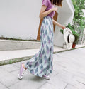 Img 8 - Chiffon Leaves Printed Wide Leg Pants Women Floral High Waist Strap Beach Holiday Ankle-Length Culottes Beachwear