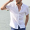 Img 6 - Europe Summer Short Sleeve Casual Cardigan Men Shirt Solid Colored Men Shirt