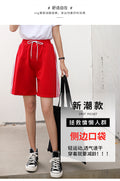 Img 7 - High Waist Mid-Length Outdoor Jogging Gym Women Summer Loose All-Matching Slim-Look Straight Casual Pants INS Wide Leg Shorts