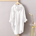 Img 6 - Women Casual Solid Colored Shirt Cotton Blend Pocket Long Sleeved Tops Cardigan