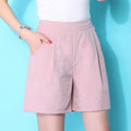 Img 2 - Ice Silk Cotton Blend Bermuda Shorts Summer Women Loose Wide Leg Pants Korean High Waist Casual Thin
