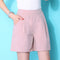 Img 2 - Ice Silk Cotton Blend Bermuda Shorts Summer Women Loose Wide Leg Pants Korean High Waist Casual Thin
